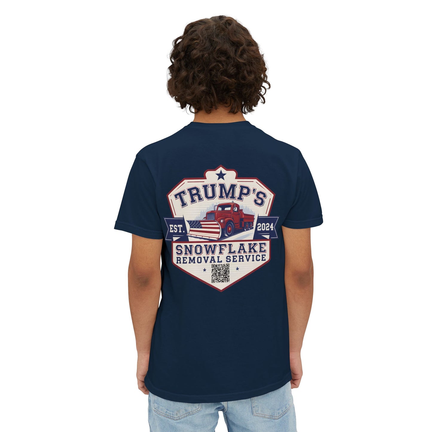 Trump Snowflake Removal QR Code, Trump YMCA Dance, Comfort Colors Unisex Pocket Tshirt