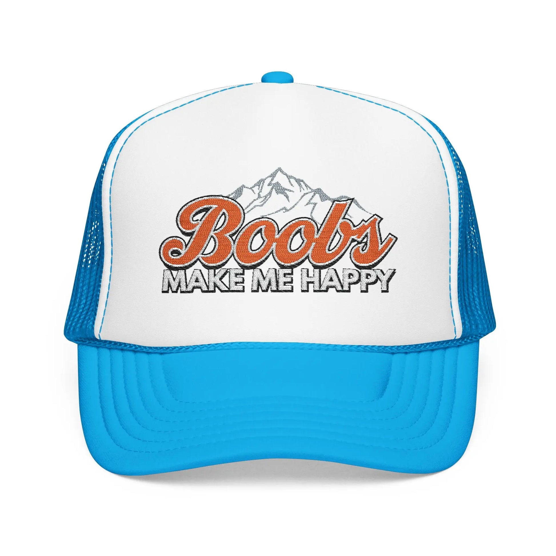 Boobs Make Me Happy Embroidered Trucker Hat Printify