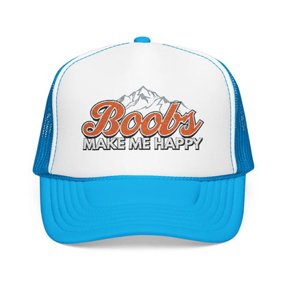 Boobs Make Me Happy Embroidered Trucker Hat Printify