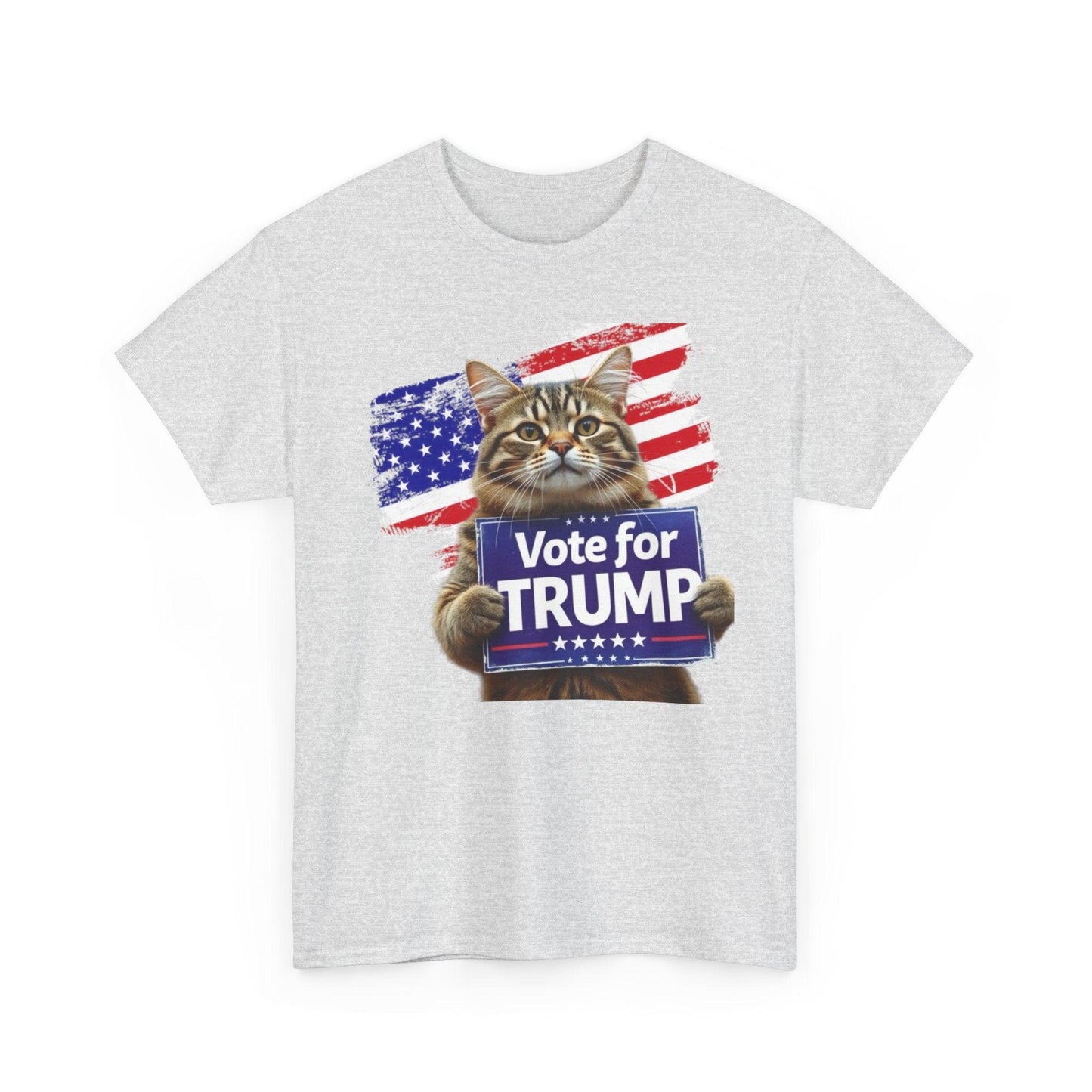 Vote for Trump 2024 Cats Stand with Trump Unisex Tshirt - Galvaleos Galvaleos Galvaleos Ash / S Printify T-Shirt Vote for Trump 2024 Cats Stand with Trump Unisex Tshirt