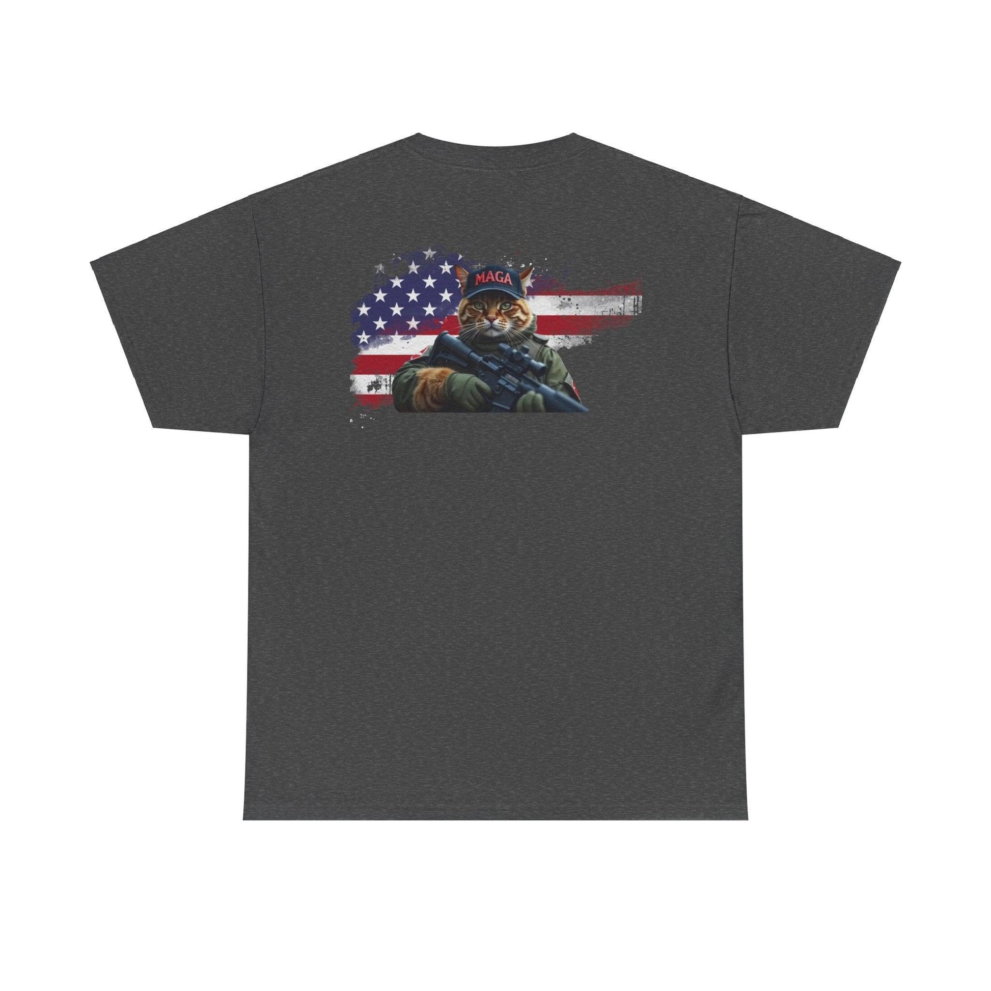 T-Shirt - MAGA Vote Trump Save Our Cats Political Tee - Galvaleos Galvaleos Galvaleos Dark Heather / S Printify T-Shirt T-Shirt - MAGA Vote Trump Save Our Cats Political Tee