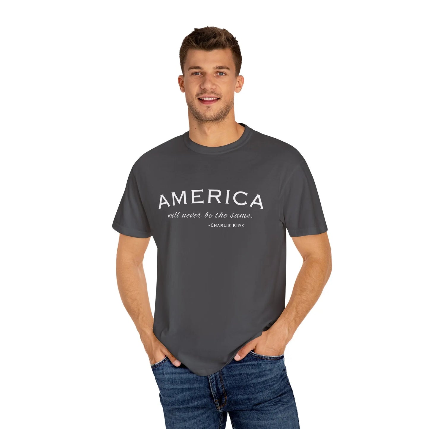 American Will Never Be The Same, Charlie Kirk Tribute T-shirt, Charlie Kirk Quote, RIP Memorial Shirt, USA Hero Apparel, American Patriot - Galvaleos