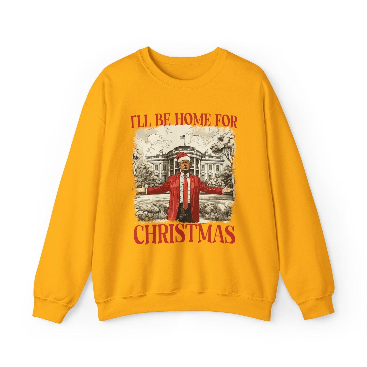 Christmas Trump Sweatshirt, Trump Daddy Holiday Jumper, Funny Xmas Gift, Seasonal Pullover, limited stock - Galvaleos Galvaleos Galvaleos Gold / S Printify Sweatshirt Christmas Trump Sweatshirt, Trump Daddy Holiday Jumper, Funny Xmas Gift, Seasonal Pullover, limited stock