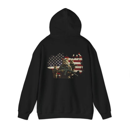 1776 Military Cats Hoodie, USA, Patriotic, American Independence Day Gift, Veterans Day Apparel - Galvaleos Galvaleos Galvaleos Dark Heather / S Printify Hoodie 1776 Military Cats Hoodie, USA, Patriotic, American Independence Day Gift, Veterans Day Apparel