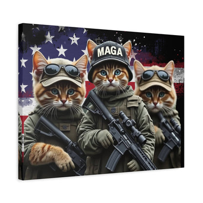 MAGA Tactical Military Cats, Trump, Patriotic Canvas - Canvas Print