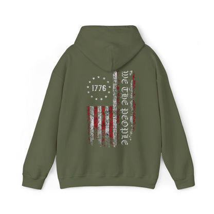 1776 We the People American Flag Hoodie - Patriotic Anti Woke, Independence Day Pullover, USA Flag, 4th of July Hoodie, - Galvaleos Galvaleos Galvaleos Navy / S Printify Hoodie 1776 We the People American Flag Hoodie - Patriotic Anti Woke, Independence Day Pullover, USA Flag, 4th of July Hoodie