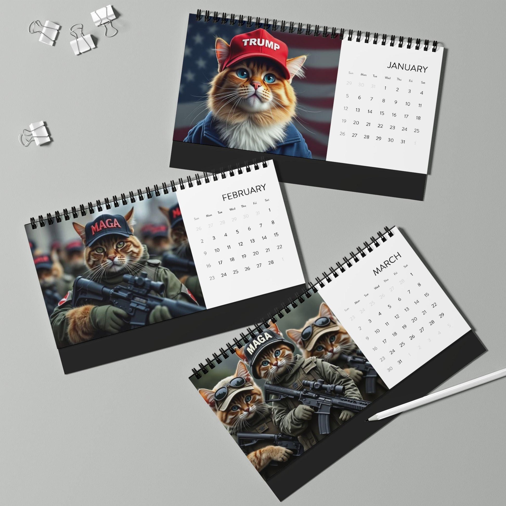 Garbage 2025 Trump Calendar, Cat Memes, Unique Trump Calendar, Office Calendar, Desk Calendar - Galvaleos Galvaleos Galvaleos 10" x 5" / Satin Printify Calendar Garbage 2025 Trump Calendar, Cat Memes, Unique Trump Calendar, Office Calendar, Desk Calendar