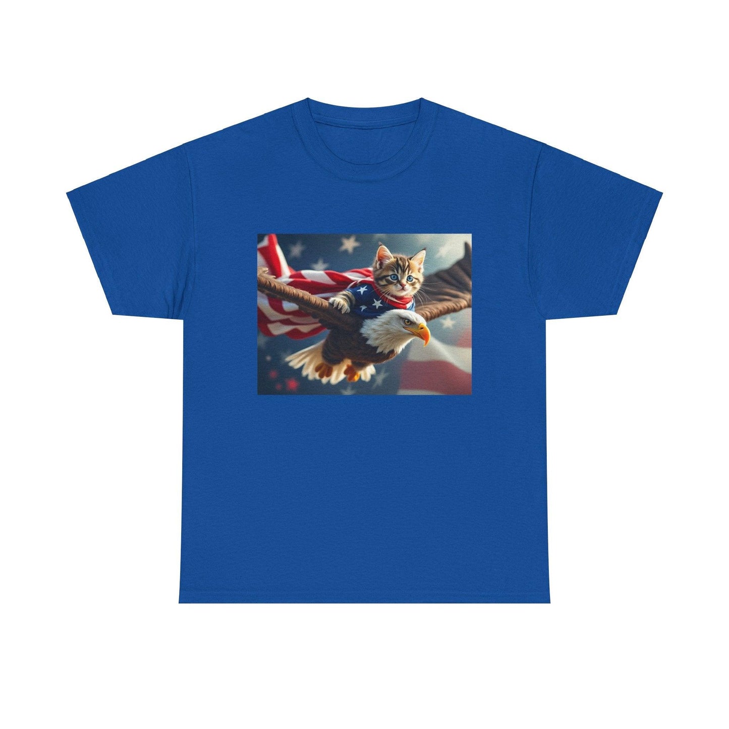 Maga Cat Flying on an Eagle Trump Graphic Tee - Galvaleos Galvaleos Galvaleos Ash / S Printify T-Shirt Maga Cat Flying on an Eagle Trump Graphic Tee