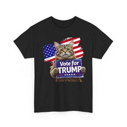 Vote for Trump 2024 Cats Stand with Trump Unisex Tshirt - Galvaleos Galvaleos Galvaleos Black / S Printify T-Shirt Vote for Trump 2024 Cats Stand with Trump Unisex Tshirt