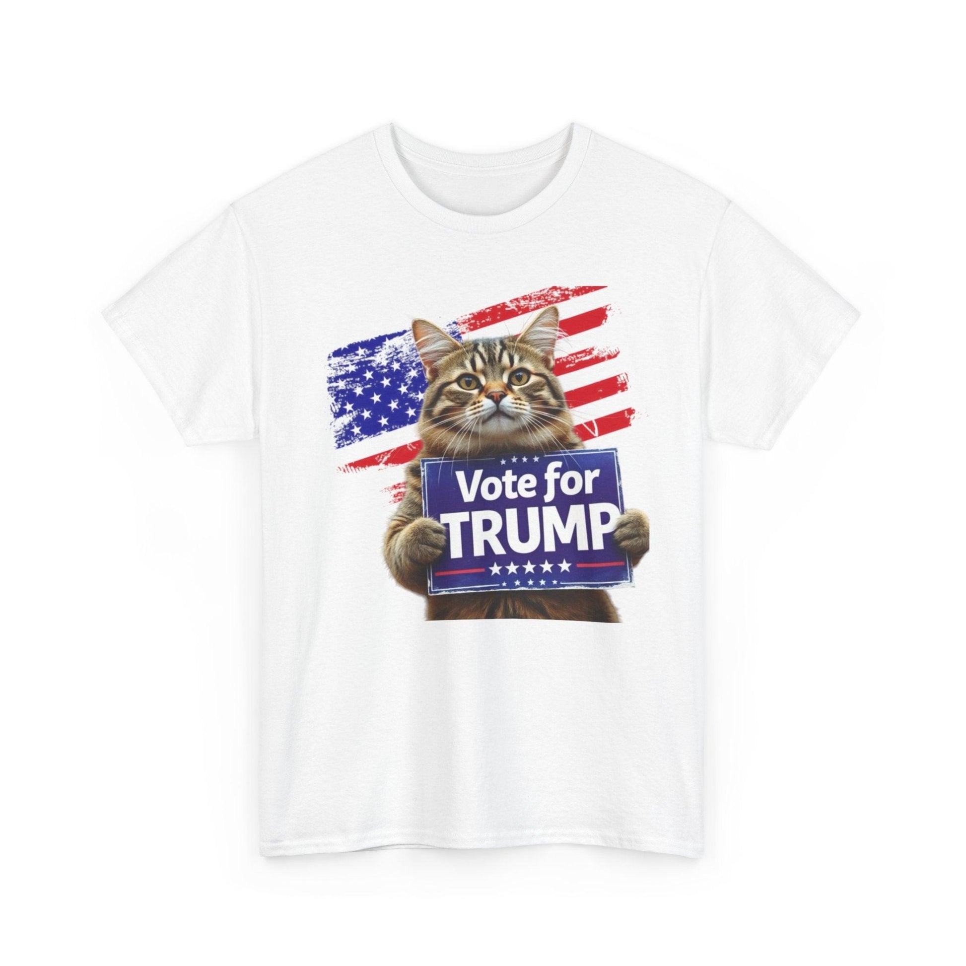 Vote for Trump 2024 Cats Stand with Trump Unisex Tshirt - Galvaleos Galvaleos Galvaleos White / S Printify T-Shirt Vote for Trump 2024 Cats Stand with Trump Unisex Tshirt