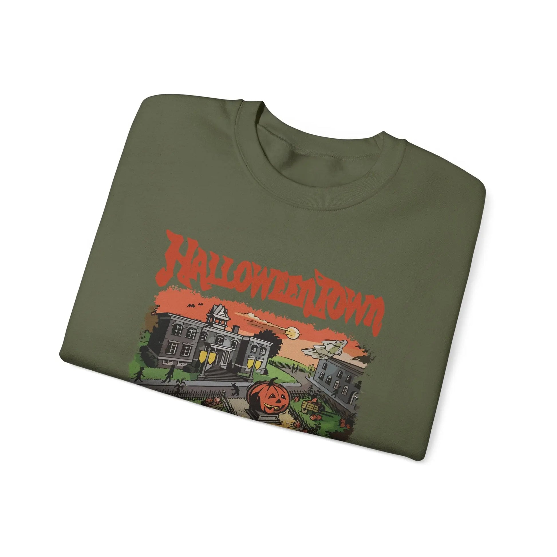 HalloweenTown Sweatshirt, Cozy Fall Sweatshirt, Spooky Vibes, Unisex Crewneck, Halloween Sweatshirt, Fall Sweater Printify