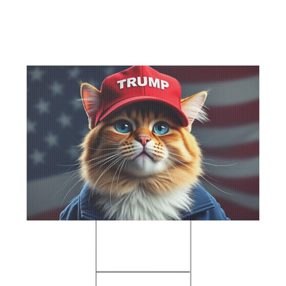 Yard Sign - Cats stand with Trump - Galvaleos Galvaleos Galvaleos 36″ x 24″ (Horizontal) Printify Home Decor Yard Sign - Cats stand with Trump