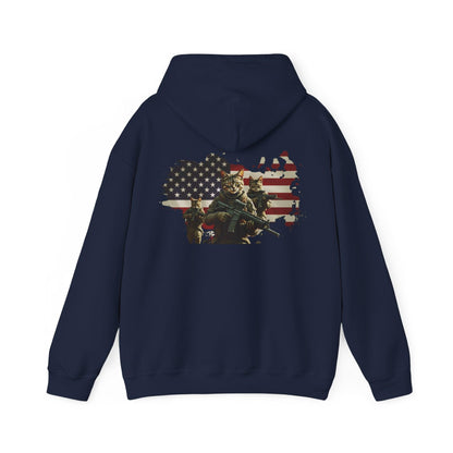 1776 Military Cats Hoodie, USA, Patriotic, American Independence Day Gift, Veterans Day Apparel - Galvaleos Galvaleos Galvaleos Dark Heather / S Printify Hoodie 1776 Military Cats Hoodie, USA, Patriotic, American Independence Day Gift, Veterans Day Apparel