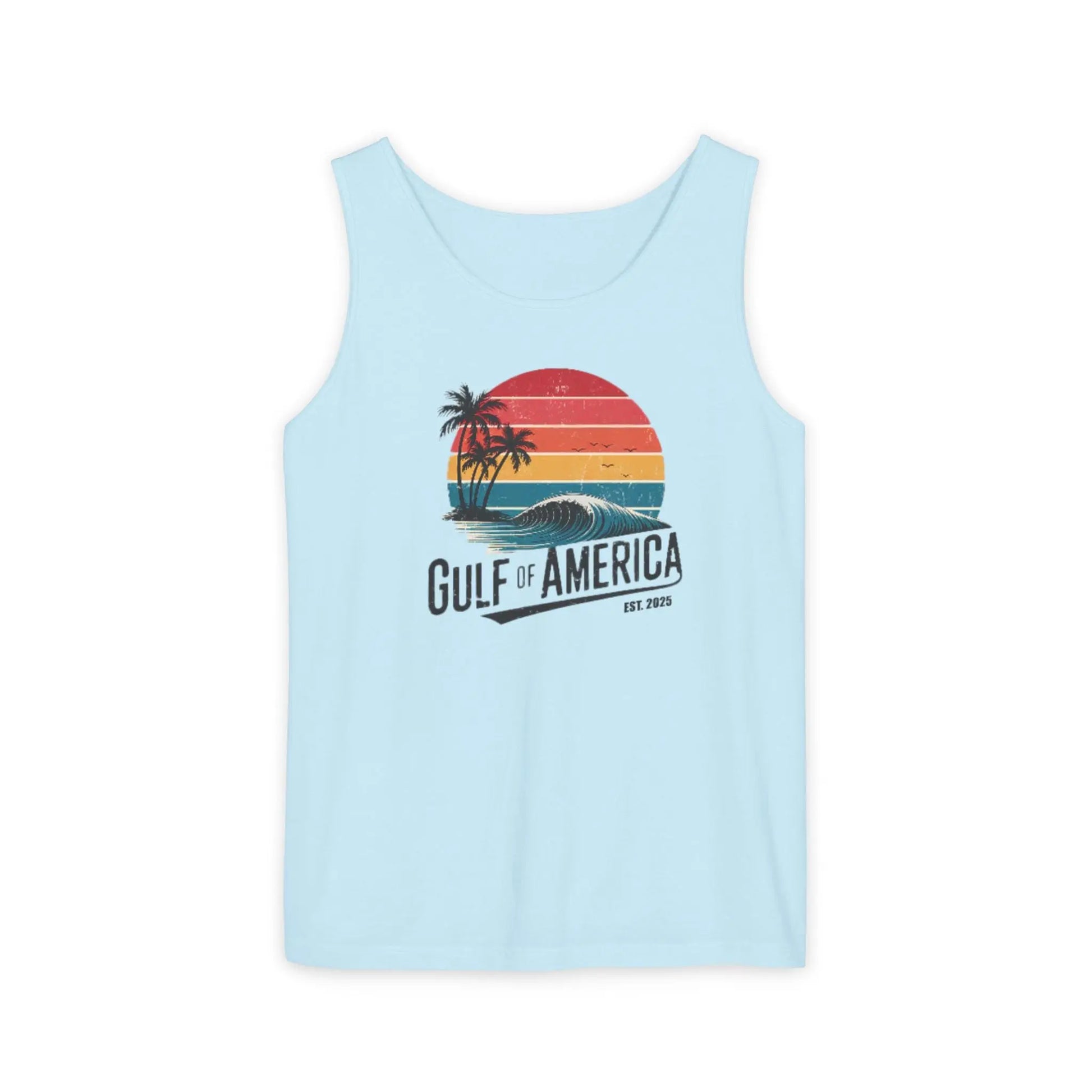 Gulf of America Sleeveless Shirt, Retro Beach Tank, Summer Unisex Tank, Beach Sunset Muscle Tee, Coastal Tank Printify