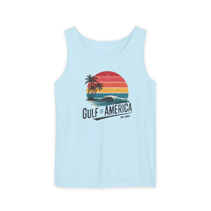 Gulf of America Sleeveless Shirt, Retro Beach Tank, Summer Unisex Tank, Beach Sunset Muscle Tee, Coastal Tank Printify