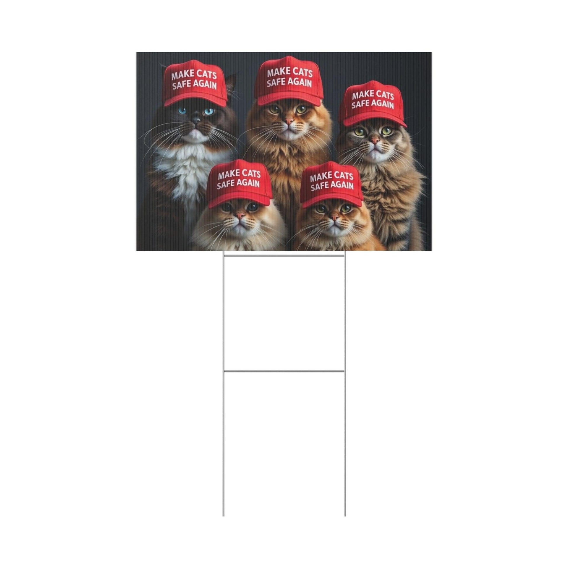 Yard Sign - Make Cats Safe Again - Galvaleos Galvaleos Galvaleos 18″ x 12″ (Horizontal) Printify Home Decor Yard Sign - Make Cats Safe Again