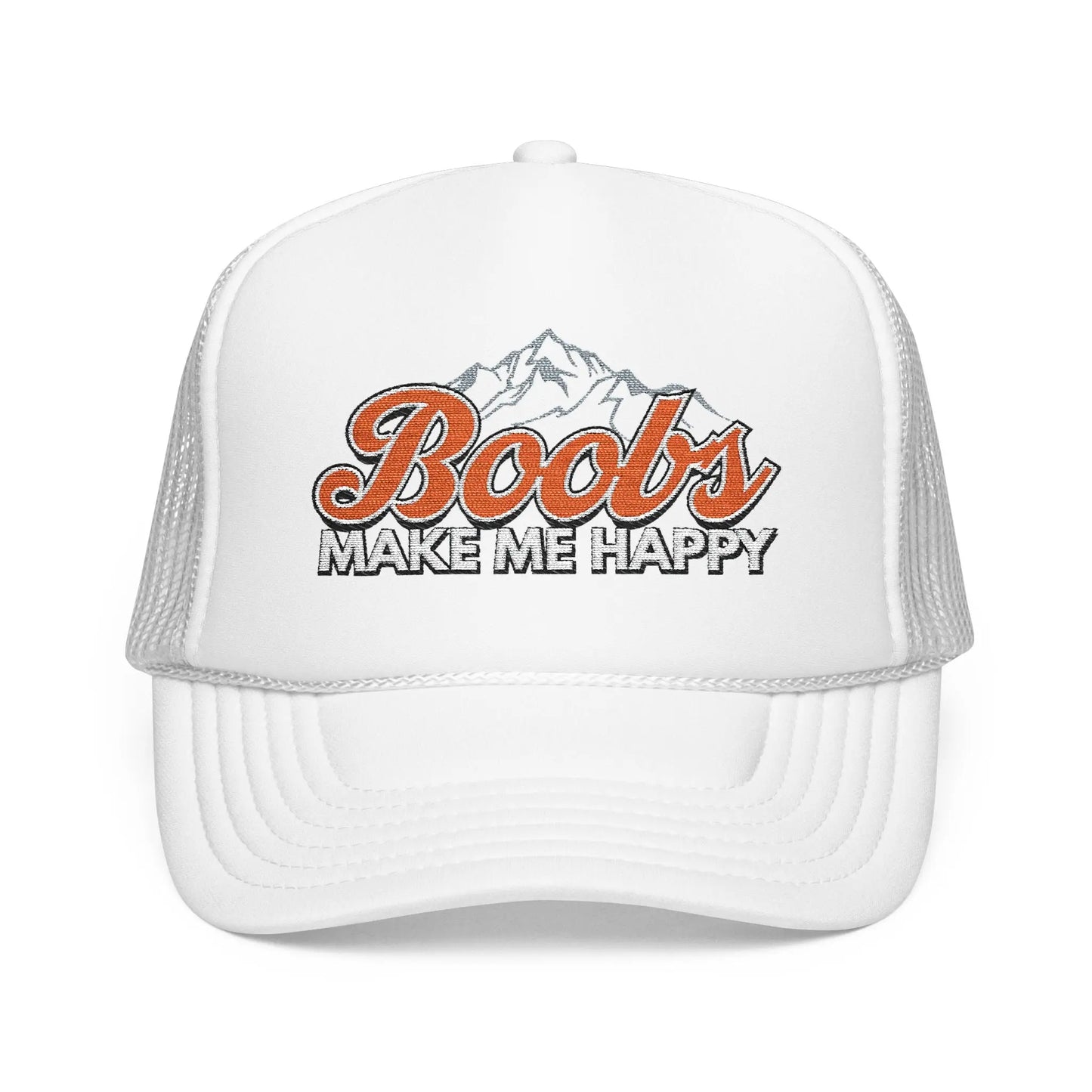 Boobs Make Me Happy Embroidered Trucker Hat Printify