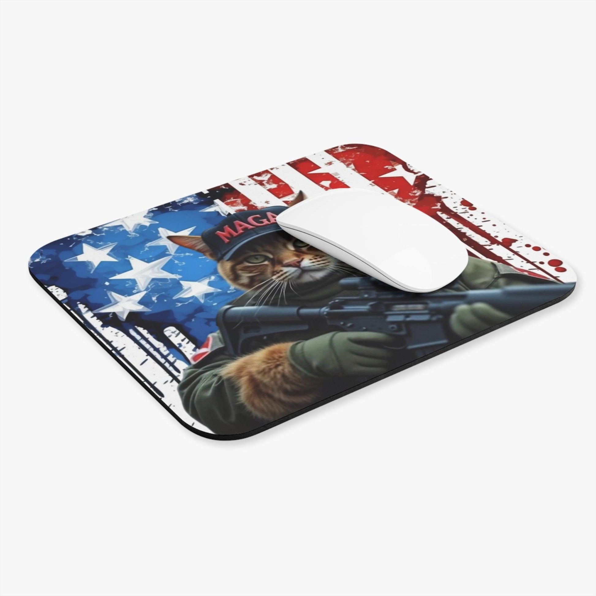 Mouse Pad (Rectangle) - Trump MAGA Cat - Galvaleos Galvaleos Galvaleos 9" × 8" / Rectangle Printify Home Decor Mouse Pad (Rectangle) - Trump MAGA Cat