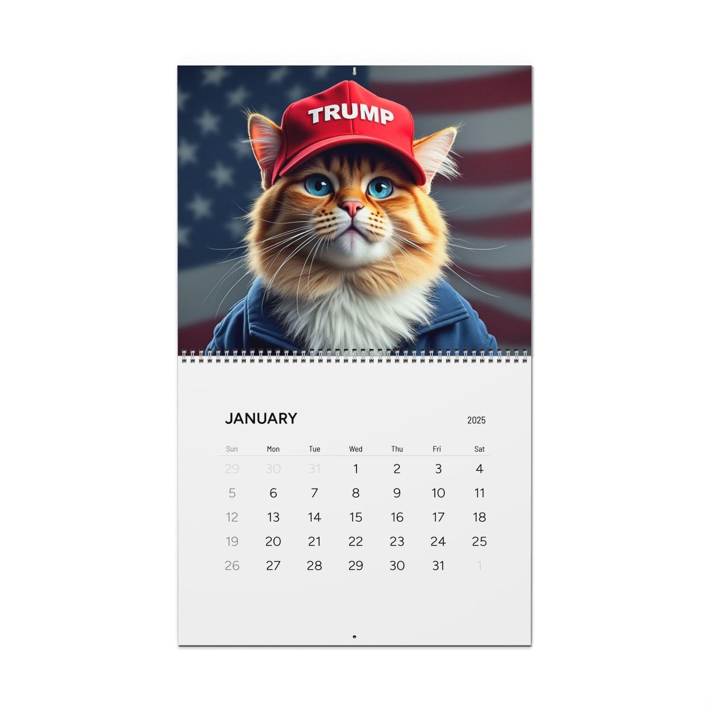 2025 Trump MAGA Cat Calendar, Copy of Donald J Trumps Signature, 2025 Wall Calendar, Desk Calendar, Yearly Planner, Office Decor - Galvaleos Galvaleos Galvaleos 11" x 8.5" / Matte Printify Calendar 2025 Trump MAGA Cat Calendar, Copy of Donald J Trumps Signature, 2025 Wall Calendar, Desk Calendar, Yearly Planner, Office Decor