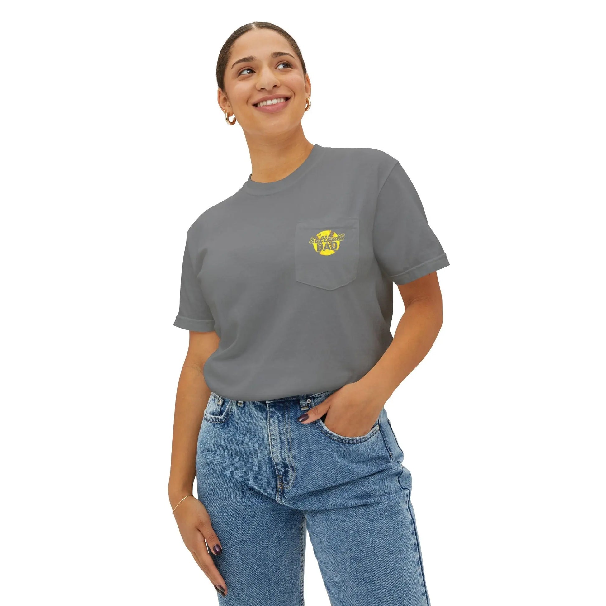 Softball Dad Pocket T-Shirt, Unisex Athletic Tee, Fun Gift for Sports Lovers, Father's Day Shirt, Casual Everyday Wear Printify
