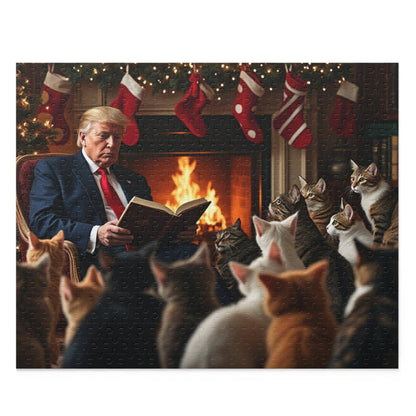 Jigsaw Puzzle, Trump Christmas Story Cats Fireplace Stockings, 120, 252, 500 Piece, Holiday Gift, Relaxing Activity, Home Decor - Galvaleos Galvaleos Galvaleos 10" × 8" (120 pcs) Printify Puzzle Jigsaw Puzzle, Trump Christmas Story Cats Fireplace Stockings, 120, 252, 500 Piece, Holiday Gift, Relaxing Activity, Home Decor