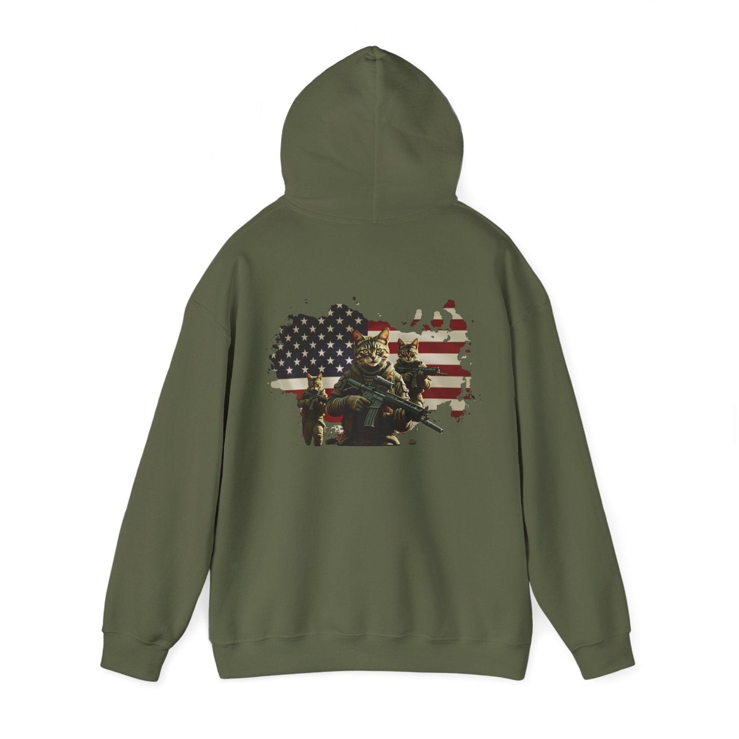 1776 Military Cats Hoodie, USA, Patriotic, American Independence Day Gift, Veterans Day Apparel - Galvaleos Galvaleos Galvaleos Dark Heather / S Printify Hoodie 1776 Military Cats Hoodie, USA, Patriotic, American Independence Day Gift, Veterans Day Apparel