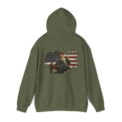 1776 Military Cats Hoodie, USA, Patriotic, American Independence Day Gift, Veterans Day Apparel - Galvaleos Galvaleos Galvaleos Dark Heather / S Printify Hoodie 1776 Military Cats Hoodie, USA, Patriotic, American Independence Day Gift, Veterans Day Apparel