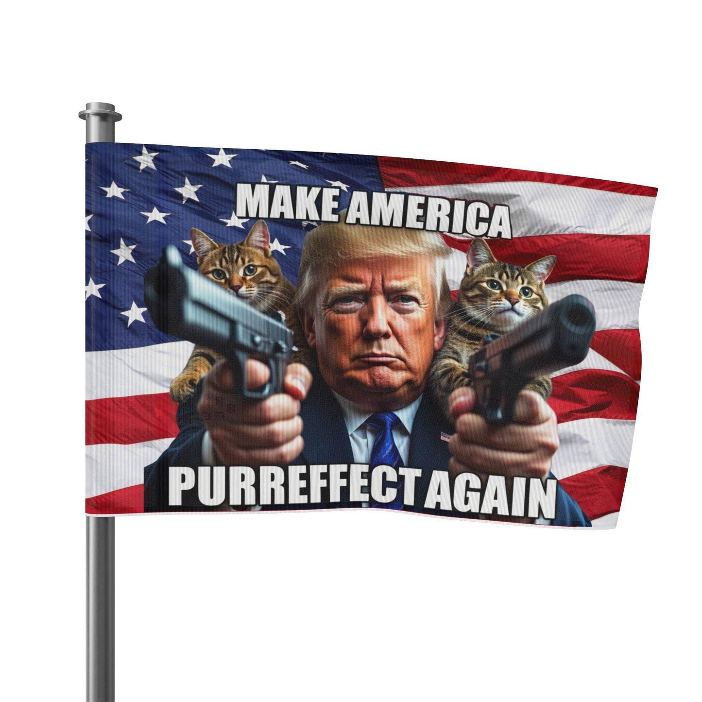 Trump Cat American Flag, Make America Purrfect Again, Patriotic, USA - Galvaleos Galvaleos Galvaleos 18" x 12" Printify Home Decor Trump Cat American Flag, Make America Purrfect Again, Patriotic, USA