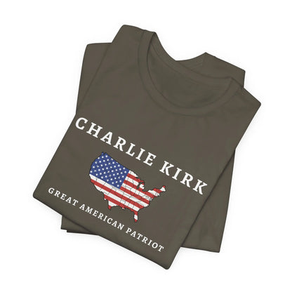 Charlie Kirk Tribute Shirt, Great American Patriot Top, RIP Charlie Kirk Memorial Shirt, USA Hero Apparel Printify