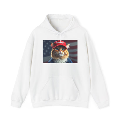 MAGA Cat Trump Hat Unisex Heavy Blend™ Hooded Sweatshirt - Galvaleos Galvaleos Galvaleos White / S Printify Hoodie MAGA Cat Trump Hat Unisex Heavy Blend™ Hooded Sweatshirt