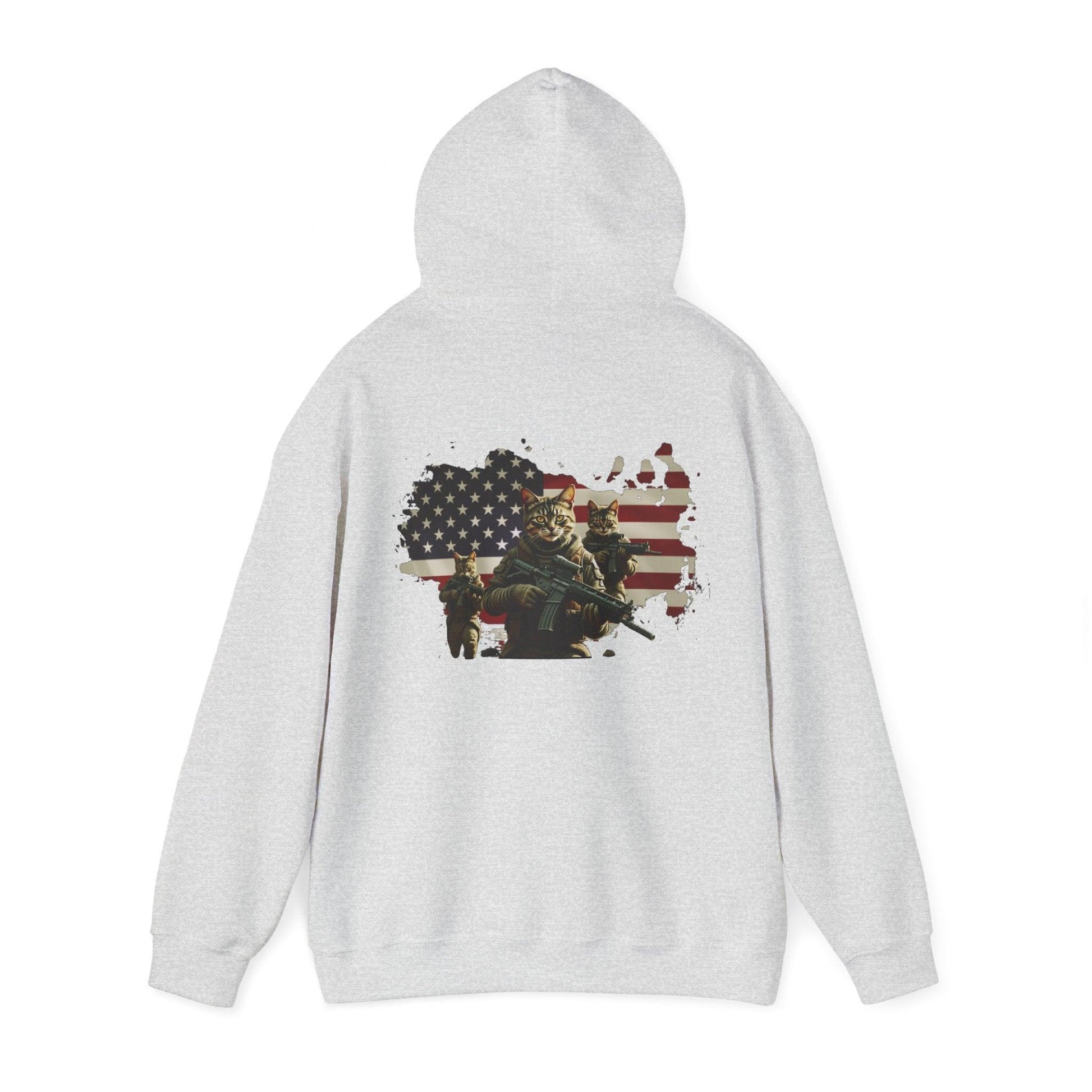 1776 Military Cats Hoodie, USA, Patriotic, American Independence Day Gift, Veterans Day Apparel - Galvaleos Galvaleos Galvaleos Dark Heather / S Printify Hoodie 1776 Military Cats Hoodie, USA, Patriotic, American Independence Day Gift, Veterans Day Apparel