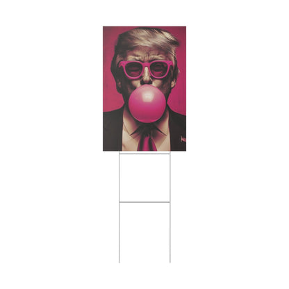 Trump 2024 Pink Bubble Gum Yard Sign, Political Campaign Lawn Decoration, Election Support Outdoor Sign, Reusable - Galvaleos Galvaleos Galvaleos 12″ x 18″ (Vertical) Printify Home Decor Trump 2024 Pink Bubble Gum Yard Sign, Political Campaign Lawn Decoration, Election Support Outdoor Sign, Reusable