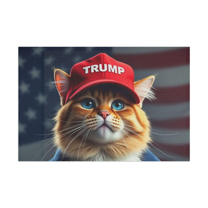 Trump Cat American Flag MAGA, Patriotic, USA, Conservative - Galvaleos Galvaleos Galvaleos 18" x 12" Printify Home Decor Trump Cat American Flag MAGA, Patriotic, USA, Conservative