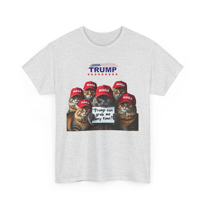 Funny Trump Can Grab Me Anytime Cat Unisex Tshirt - Galvaleos Galvaleos Galvaleos Ash / S Printify T-Shirt Funny Trump Can Grab Me Anytime Cat Unisex Tshirt