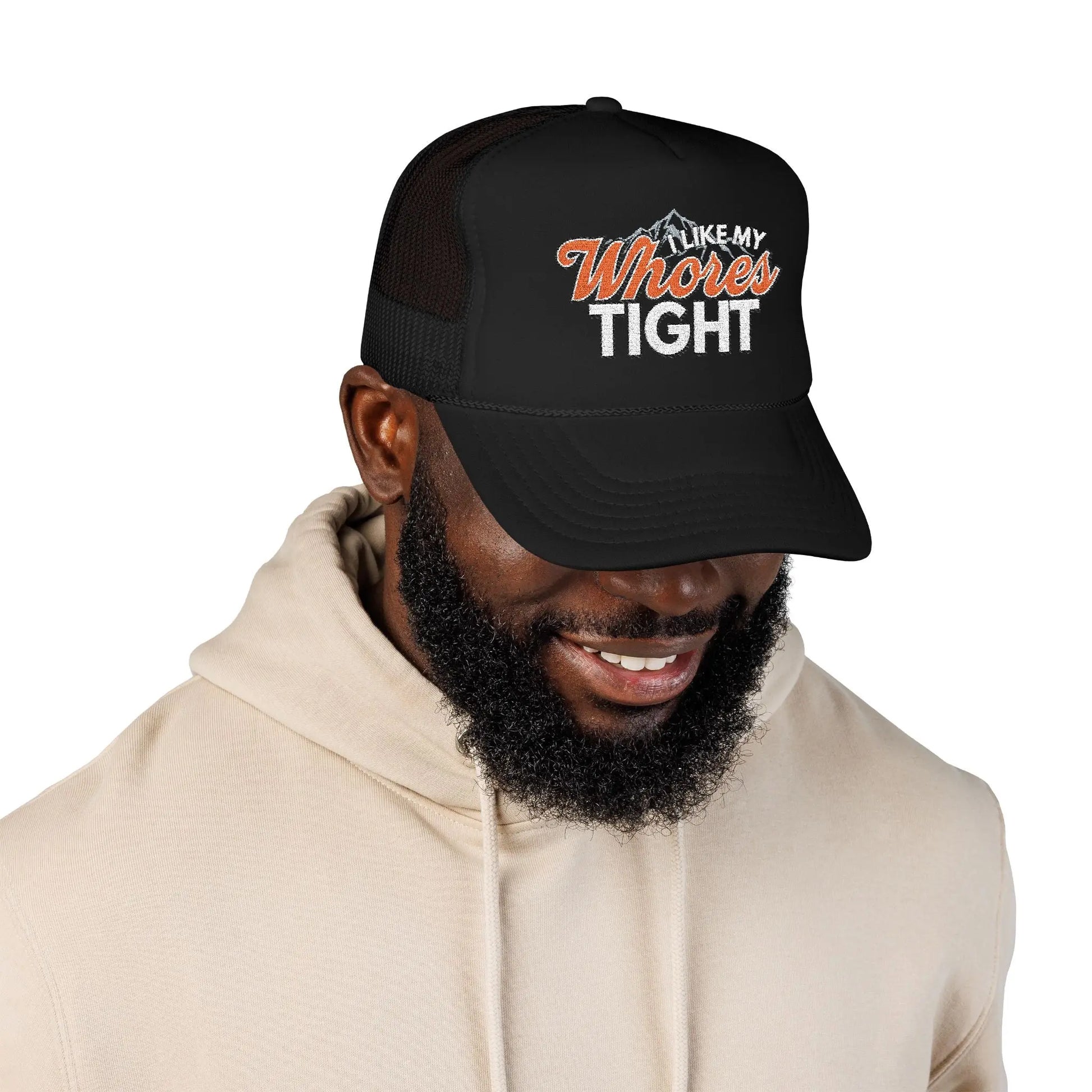 I Like My Wh*res Tight Embroidered Trucker Hat, Funny Adult Humor Cap Printify