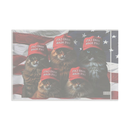 Make Cats Safe Again American Flag, Cat Lover Gift, Patriotic Decor, USA Flag, Political Statement - Galvaleos Galvaleos Galvaleos 18" x 12" Printify Home Decor Make Cats Safe Again American Flag, Cat Lover Gift, Patriotic Decor, USA Flag, Political Statement