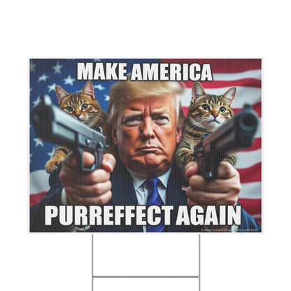 Yard Sign - Make America Puuurreffect Again Trump MAGA Cat - Galvaleos Galvaleos Galvaleos 24″ x 18″ (Horizontal) Printify Home Decor Yard Sign - Make America Puuurreffect Again Trump MAGA Cat