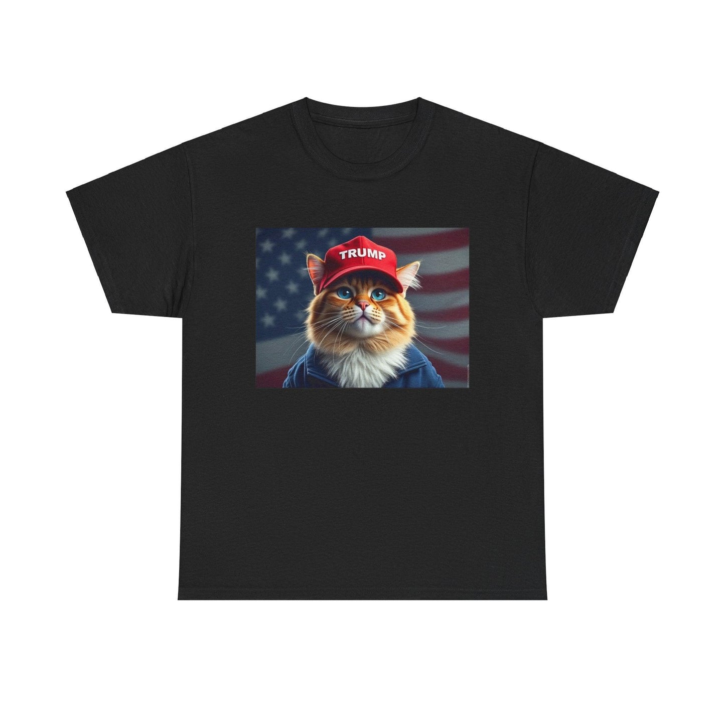 MAGA Cat with Trump Hat Unisex Tee - Galvaleos Galvaleos Galvaleos Gravel / S Printify T-Shirt MAGA Cat with Trump Hat Unisex Tee