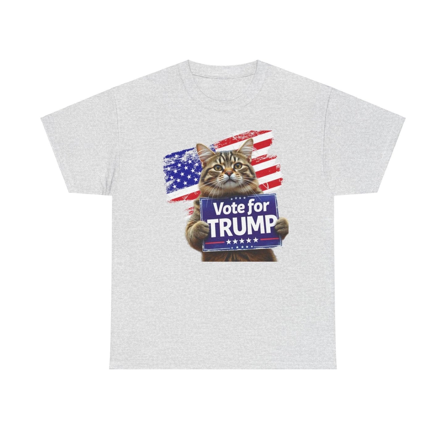 Vote for Trump 2024 Cats Stand with Trump Unisex Tshirt - Galvaleos Galvaleos Galvaleos Ash / S Printify T-Shirt Vote for Trump 2024 Cats Stand with Trump Unisex Tshirt