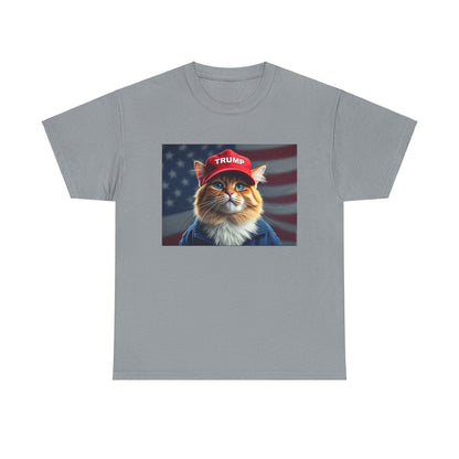 MAGA Cat with Trump Hat Unisex Tee - Galvaleos Galvaleos Galvaleos Gravel / S Printify T-Shirt MAGA Cat with Trump Hat Unisex Tee