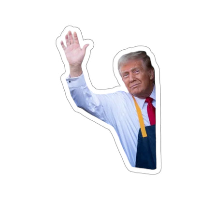 Trump Waving McDonalds Kiss-Cut Sticker, Political Sticker, Funny Notebook Sticker, USA Election Sticker, Laptop Decal, Car Bumper Sticker