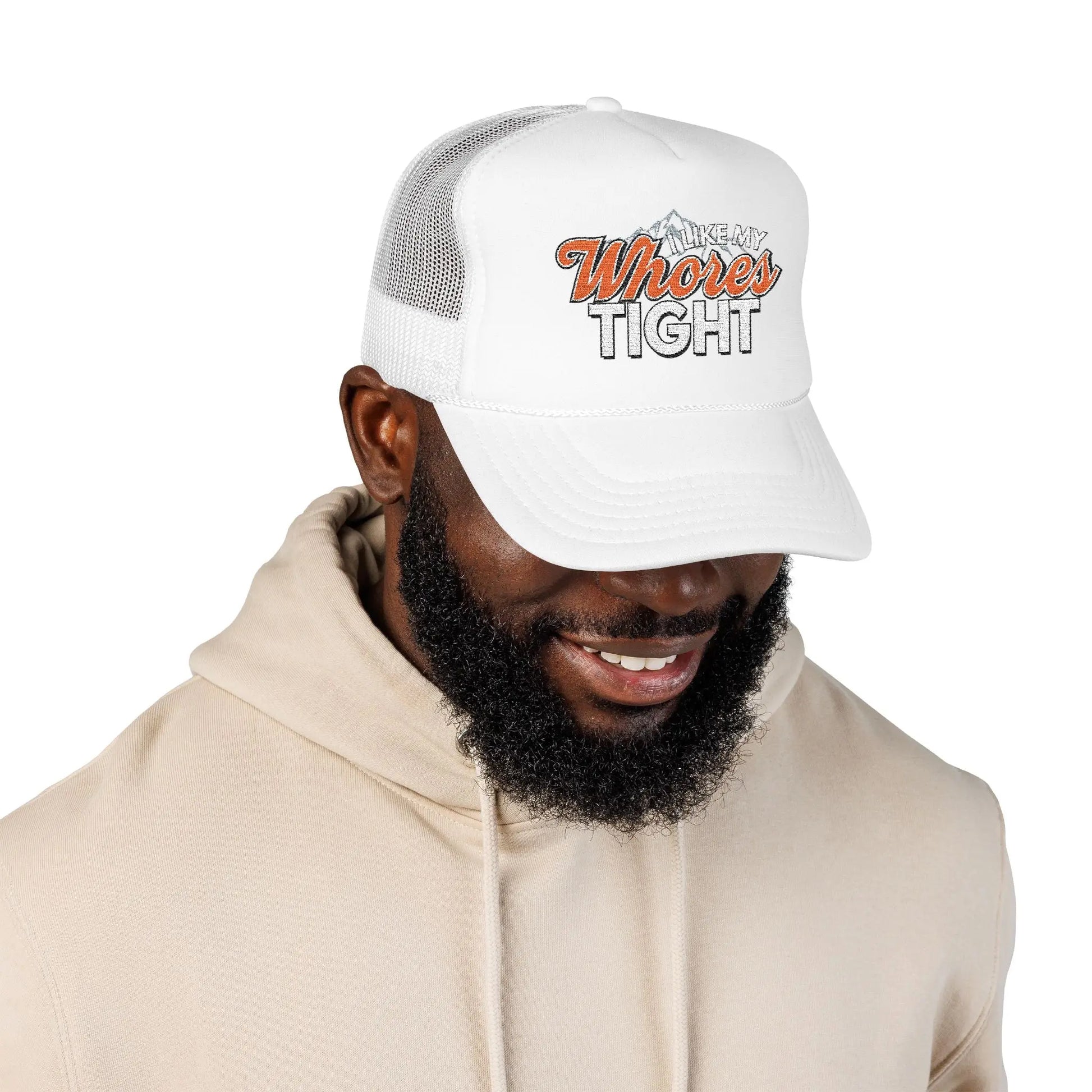 I Like My Wh*res Tight Embroidered Trucker Hat, Funny Adult Humor Cap Printify
