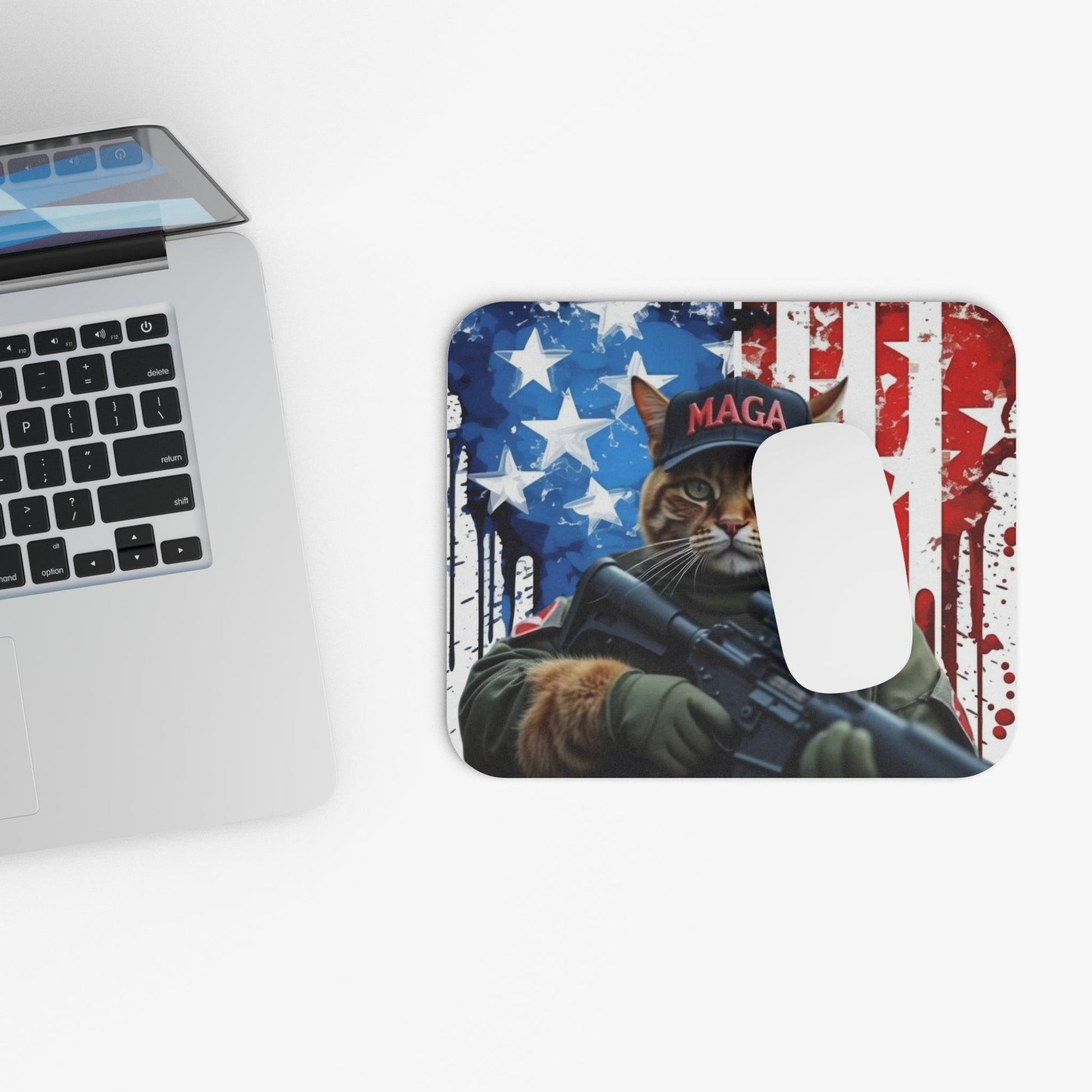 Mouse Pad (Rectangle) - Trump MAGA Cat - Galvaleos Galvaleos Galvaleos 9" × 8" / Rectangle Printify Home Decor Mouse Pad (Rectangle) - Trump MAGA Cat