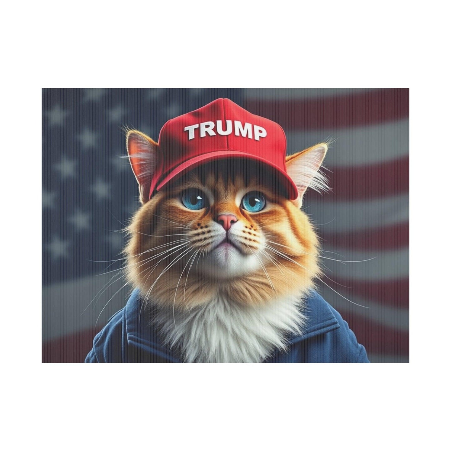 Yard Sign - Cats stand with Trump - Galvaleos Galvaleos Galvaleos 18″ x 12″ (Horizontal) Printify Home Decor Yard Sign - Cats stand with Trump