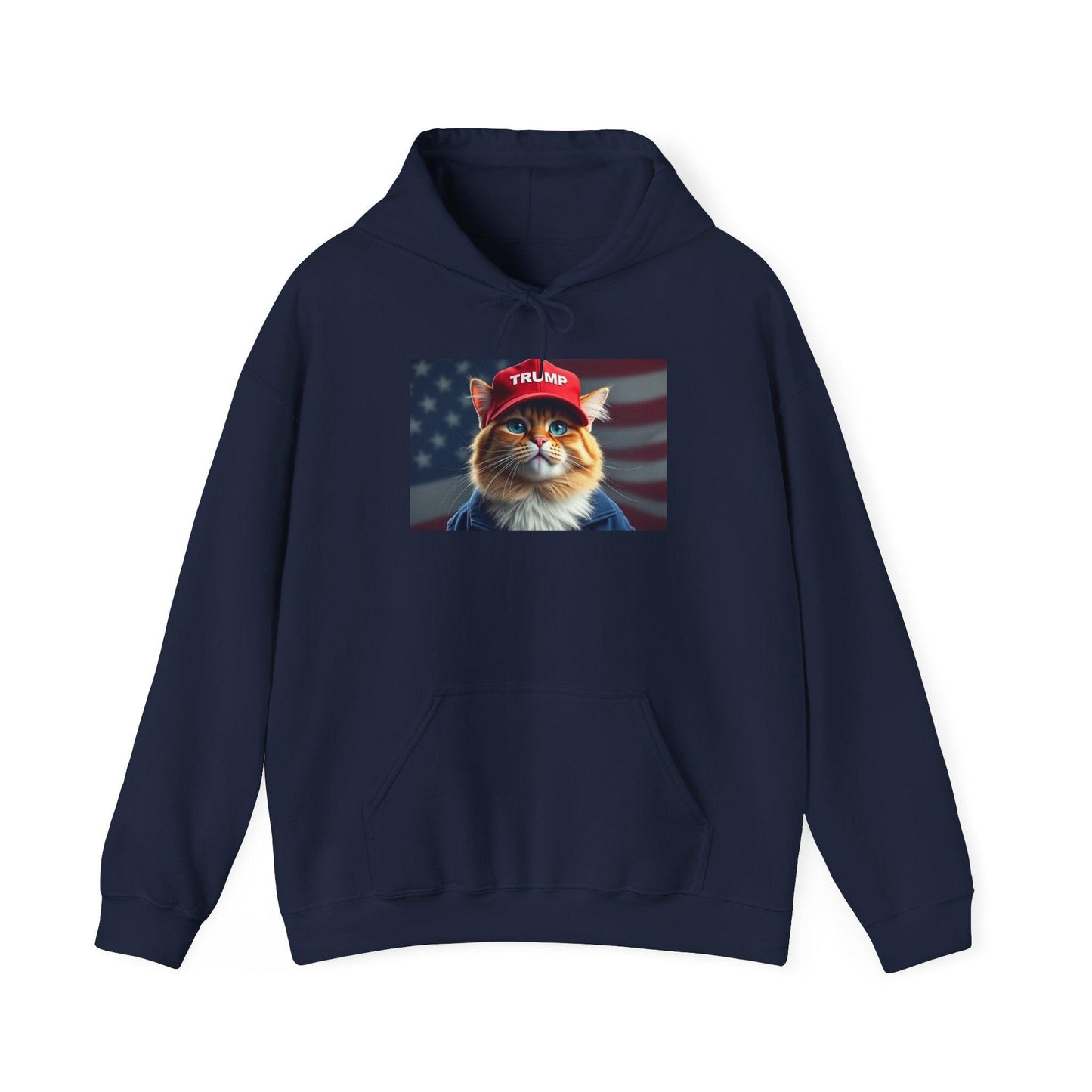 MAGA Cat Trump Hat Unisex Heavy Blend™ Hooded Sweatshirt - Galvaleos Galvaleos Galvaleos Navy / S Printify Hoodie MAGA Cat Trump Hat Unisex Heavy Blend™ Hooded Sweatshirt