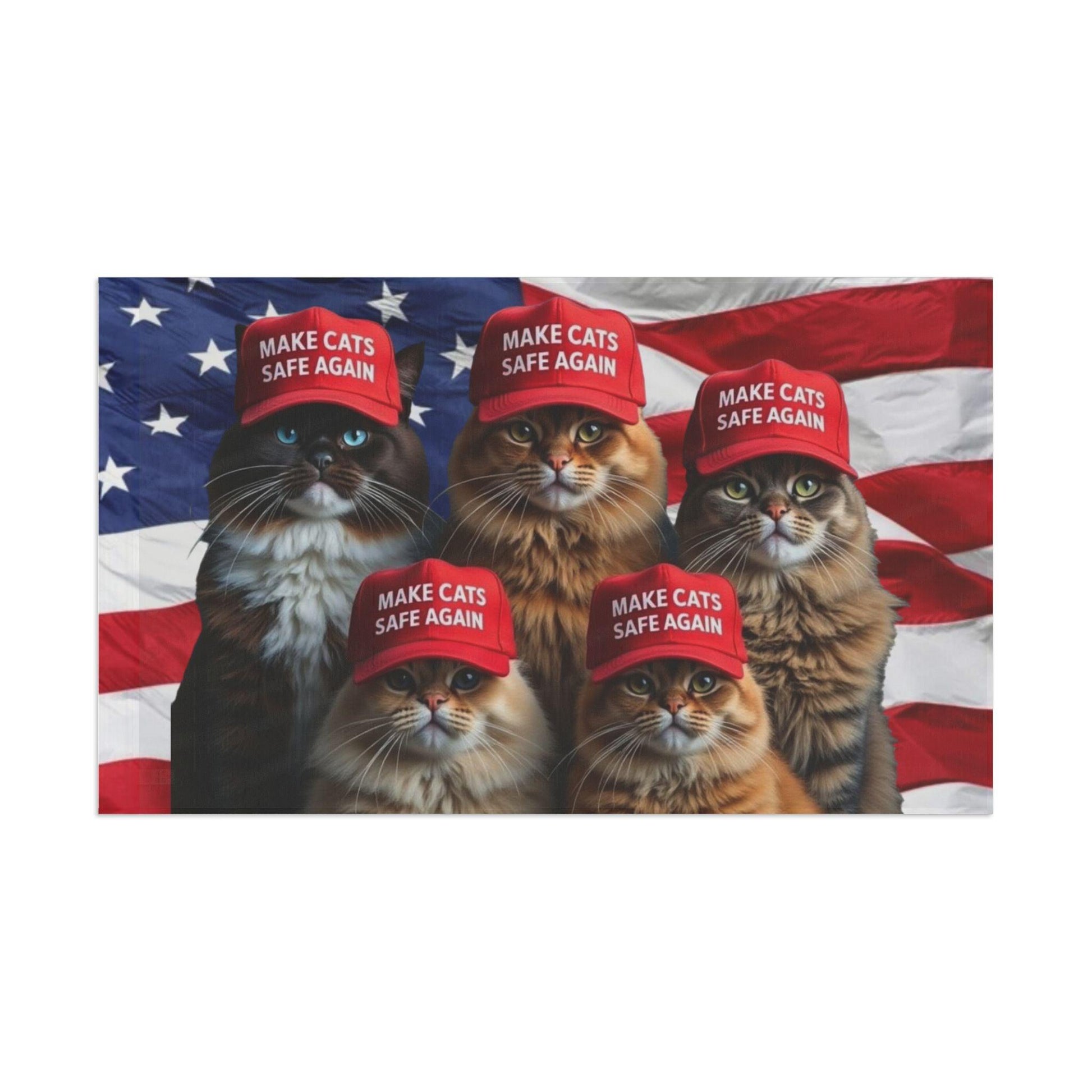 Make Cats Safe Again American Flag, Cat Lover Gift, Patriotic Decor, USA Flag, Political Statement - Galvaleos Galvaleos Galvaleos 18" x 12" Printify Home Decor Make Cats Safe Again American Flag, Cat Lover Gift, Patriotic Decor, USA Flag, Political Statement