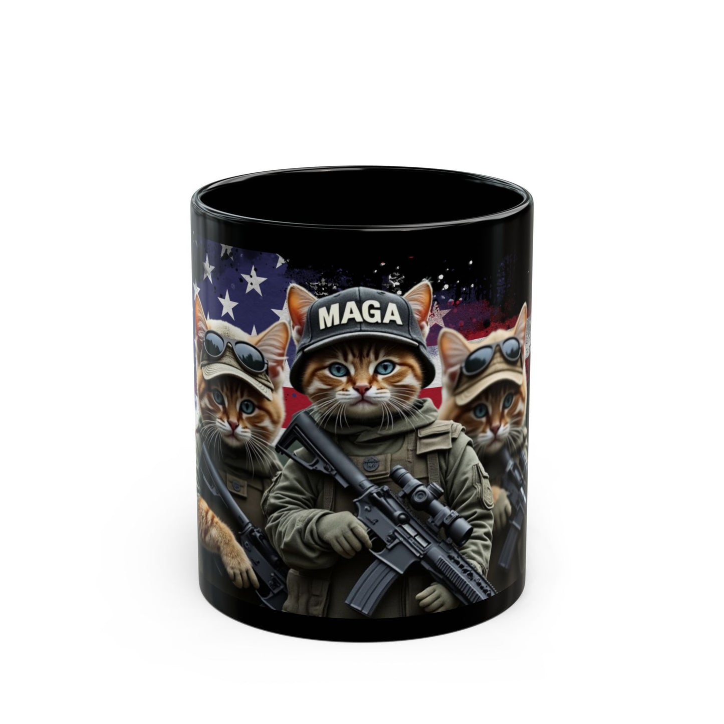 MAGA Military Cats, Patriotic USA Mug