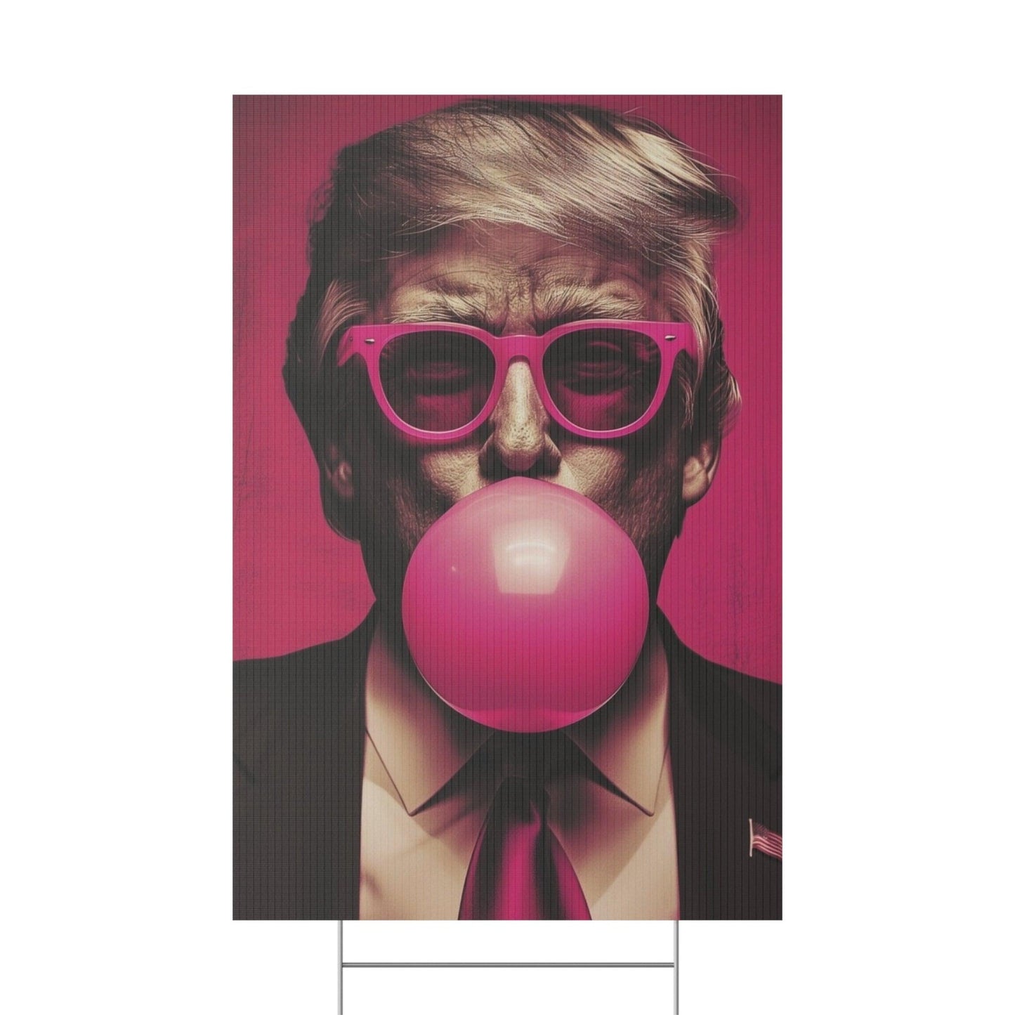 Trump 2024 Pink Bubble Gum Yard Sign, Political Campaign Lawn Decoration, Election Support Outdoor Sign, Reusable - Galvaleos Galvaleos Galvaleos 24" x 36" (Vertical) Printify Home Decor Trump 2024 Pink Bubble Gum Yard Sign, Political Campaign Lawn Decoration, Election Support Outdoor Sign, Reusable