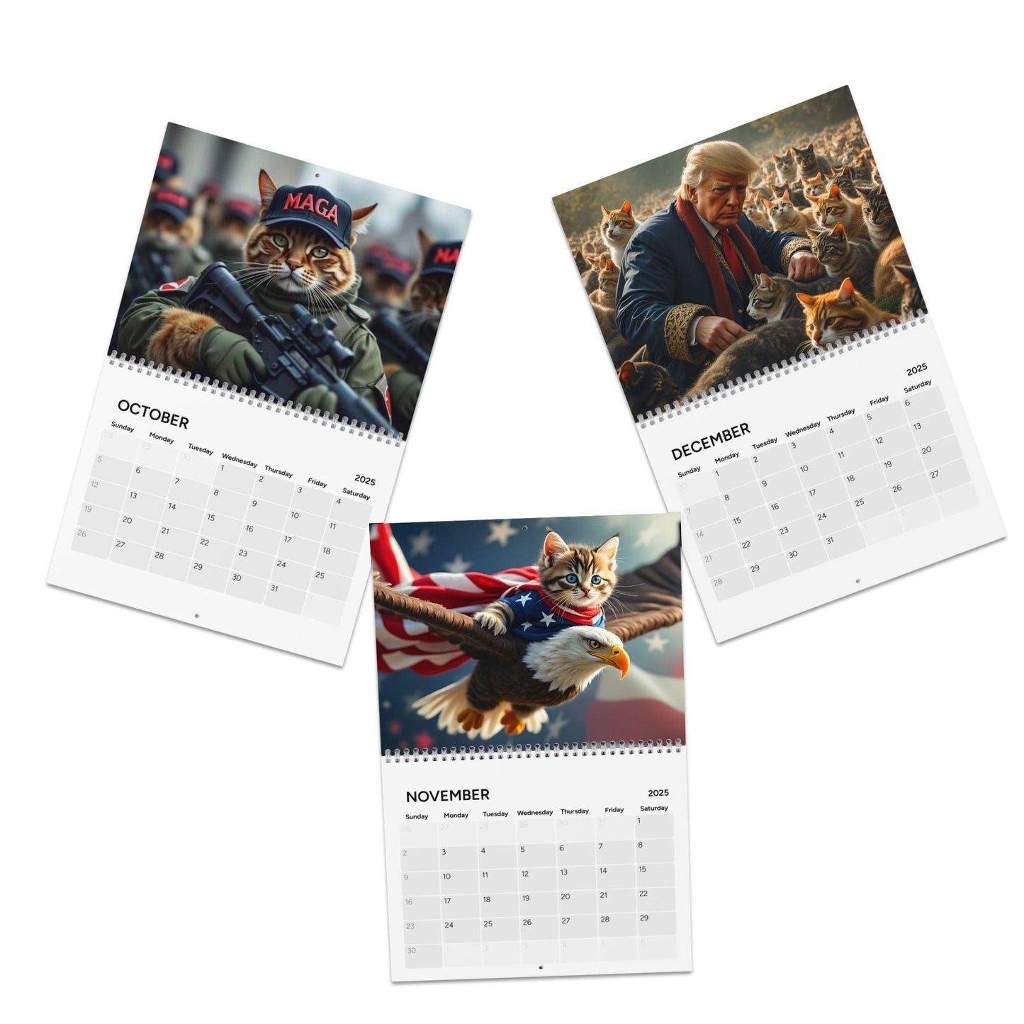 MAGA Trump Cat Calendar (2025) - Galvaleos Galvaleos Galvaleos 10.8" x 8.4" / Semi Glossy Printify Calendar MAGA Trump Cat Calendar (2025)