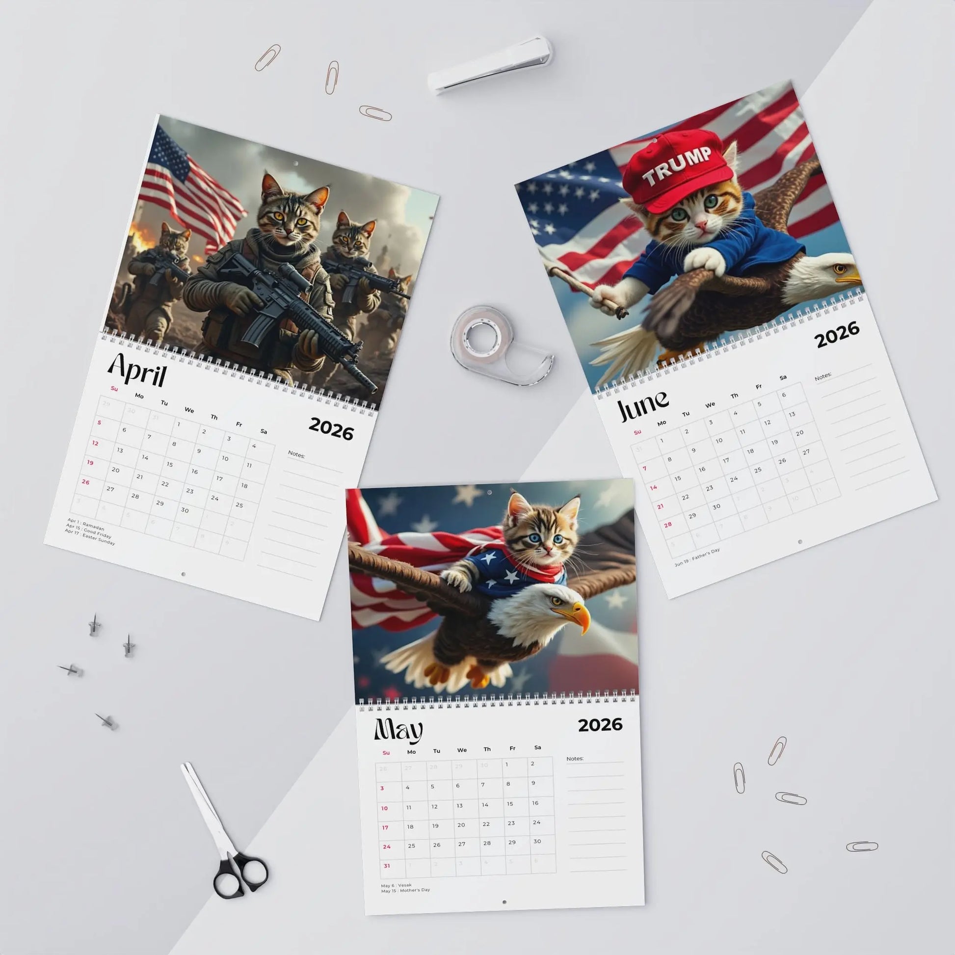 Trump Cat Wall Calendar 2026 Printify